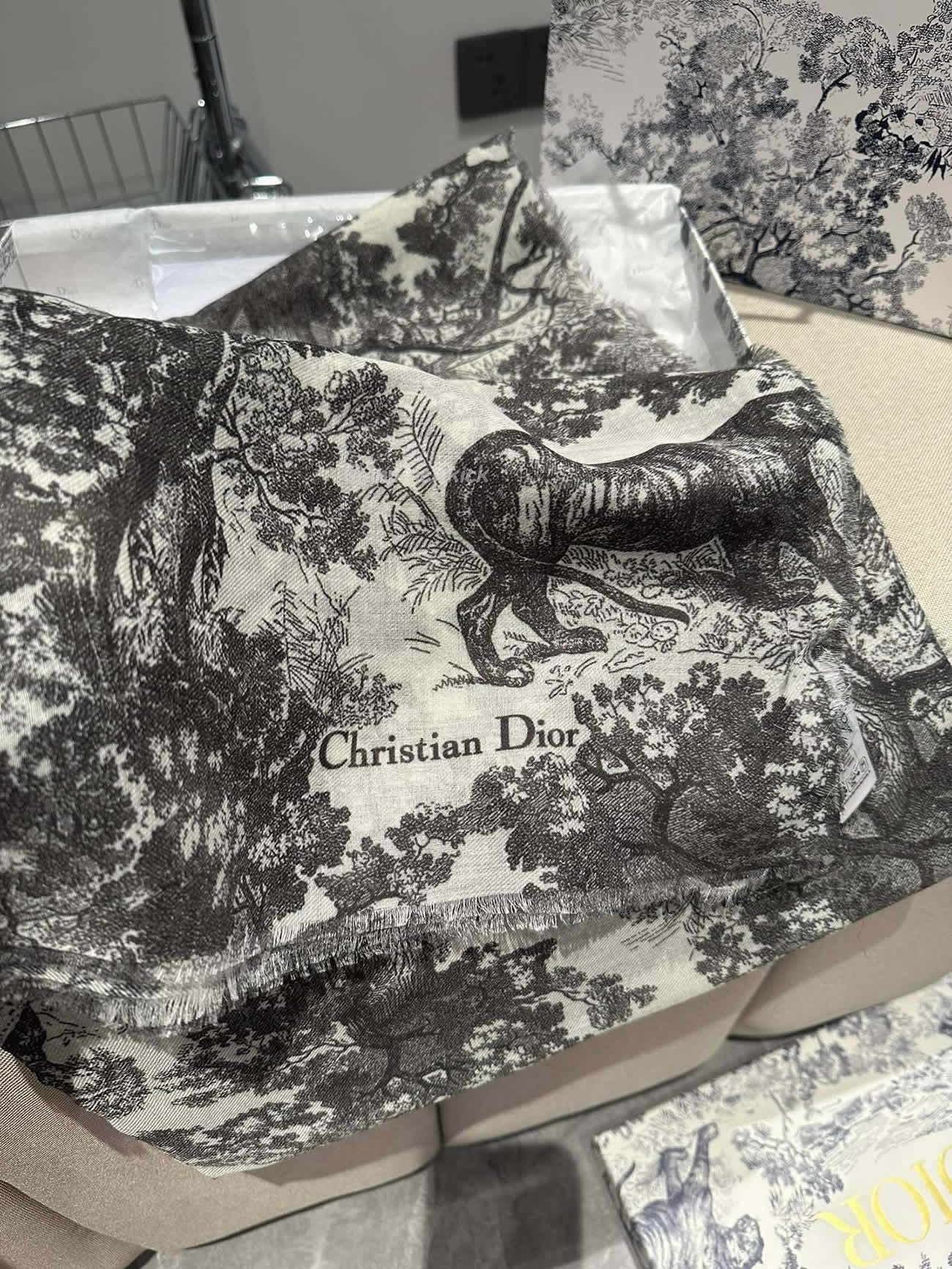 Dior Printed Shawl Cashmere Fabrics Sauvage Ruyi Print 140x180cm (19) - newkick.cc